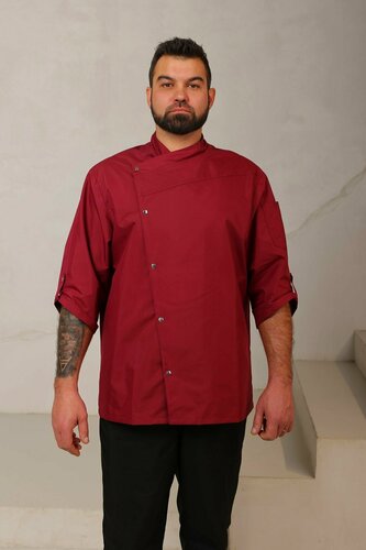 Изображение товара Китель поварской мужской вилан, бордовый, размер 52-54, рост 182-188, ткань Тиси
