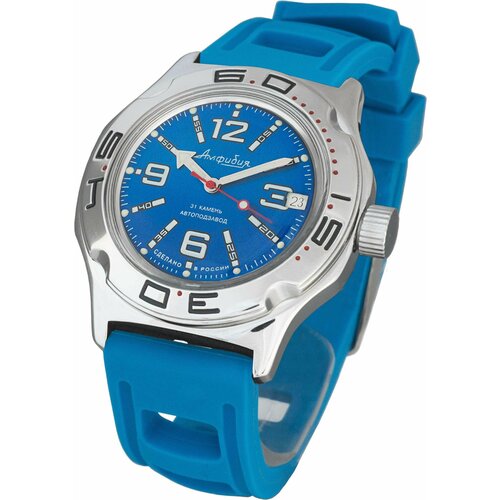 Наручные часы Восток Амфибия, голубой наручные часы восток амфибия механические с автоподзаводом амфибия 17003б resin hh blue голубой
