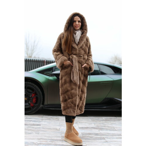 Шуба , размер 50/52, коричневый