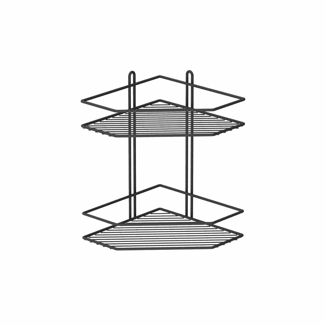 Полка угловая 2-х ярусная трапеция, стандарт, цвет черный