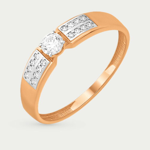 Кольцо GOLD CENTER, красное золото, 585 проба, фианит, размер 18