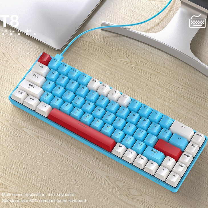 Клавиатура механическая русская Wolf T8 Hot-Swap игровая с RGB подсветкой проводная для компьютера ноутбука Gaming/game keyboard usb, светящаяся — фото 1