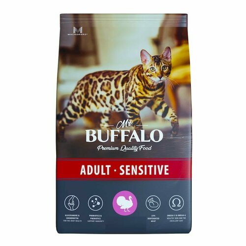 Mr.BUFFALO SENSITIVE Сухой корм для кошек с чувствительным пищеварением Индейка mr buffalo sensitive сухой корм для кошек с чувствительным пищеварением с индейкой 10 кг