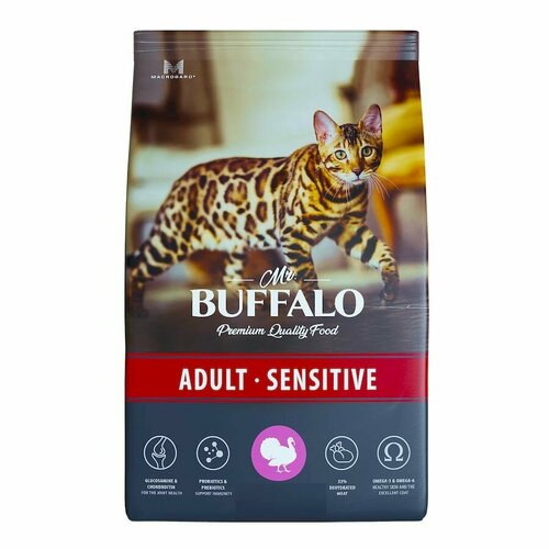 mr buffalo adult влажный корм для кошек с чувствительным пищеварением индейка в соусе 28х85гр Mr.BUFFALO SENSITIVE Сухой корм для кошек с чувствительным пищеварением Индейка