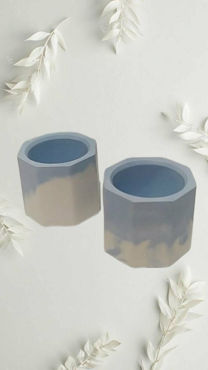 фото Подсвечники 2 шт(мини кашпо)геометрия /голубой мрамор 5*6 см