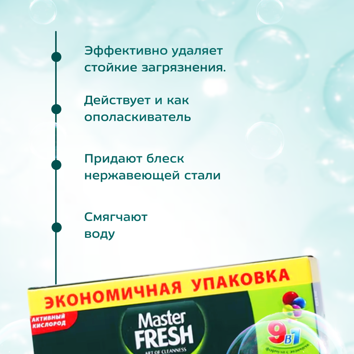 Таблетки для посудомоечной машины Master Fresh TURBO 9в1 60 шт. - фотография № 5