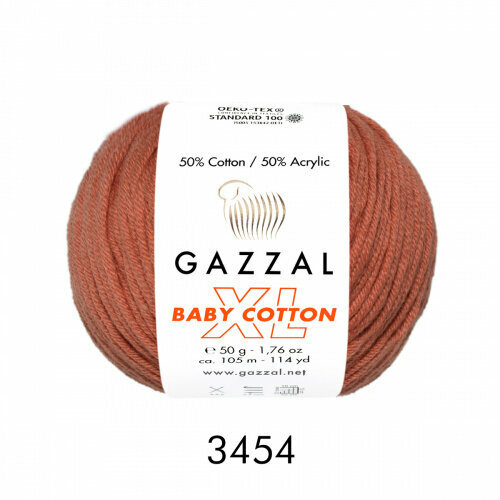 Пряжа Baby Cotton XL Gazzal (3454), 50 г, 105м, 50% хлопок, 50% акрил (2 шт.)