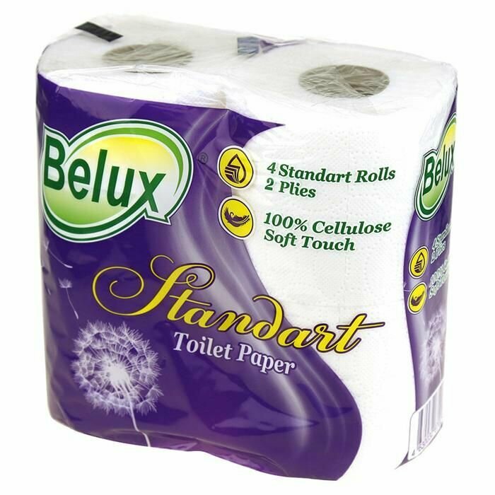 Belux Туалетная бумага Belux Стандарт Белая 2 слоя, 4 шт