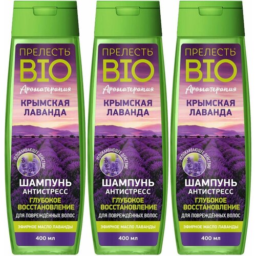набор из 3 штук шампунь для волос прелесть био 400мл шампунь антистресс крымская лаванда Прелесть Bio шампунь-антистресс Крымская лаванда 400мл , 3уп.