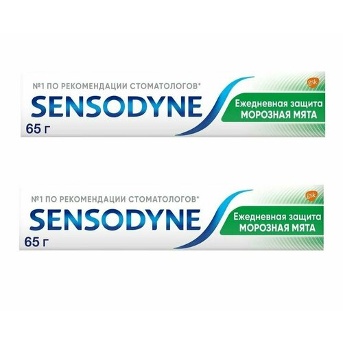 Sensodyne Зубная паста Ежедневная защита, Морозная мята, 65 г, 2 шт / зубная паста sensodyne ежедневная защита морозная мята 65 гр х 2 шт