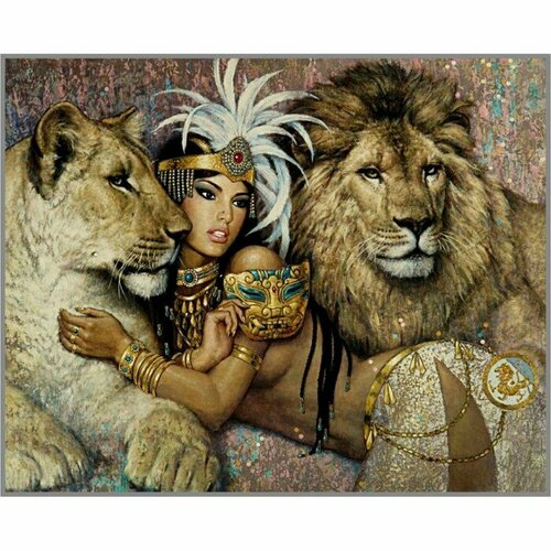 MILATO Алмазная мозаика без подрамника «Клеопатра со львами» 50 × 40 см, 31 цвет