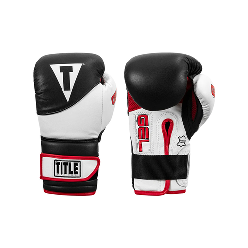 Боксерские перчатки TITLE Boxing Gel Suspense Black/White (16 унций)