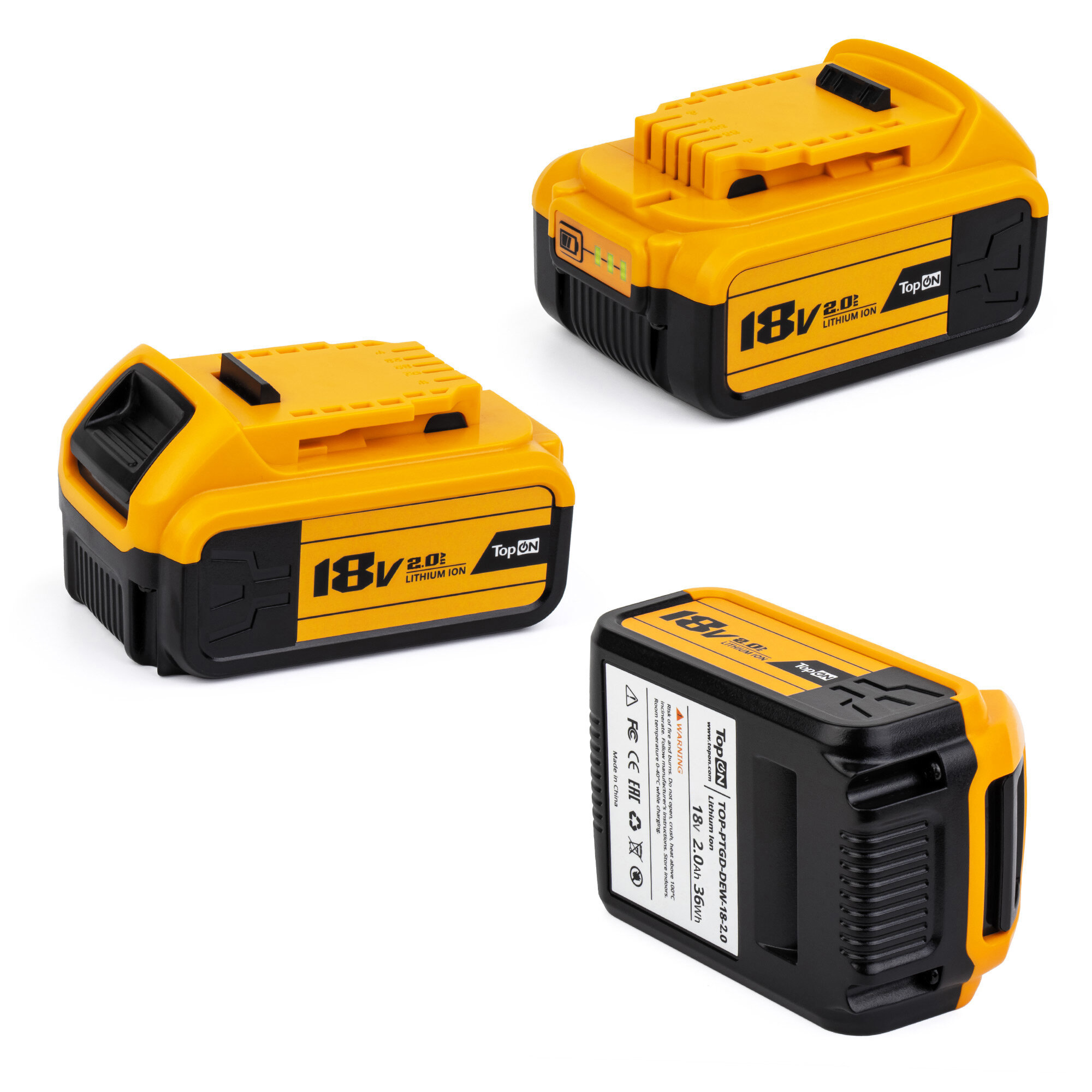 TopON Аккумулятор для DeWalt 18V 2.0Ah (Li-ion) PN: DCB183