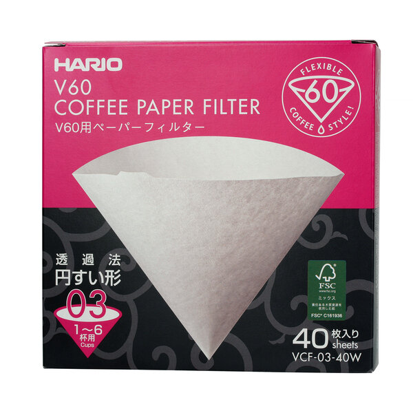 Hario Фильтры капельные бумажные Hario VCF-03-40W 40 шт белые