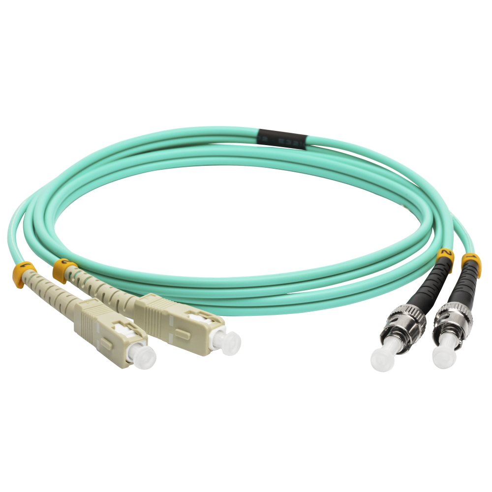 LANMASTER Патч-корд оптический, дуплексный, SC/PC-ST/PC, OM3, LSZH, 1.0 м LAN-2SC-2ST/OM3-1.0