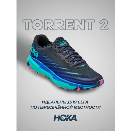 Кроссовки HOKA, полнота B, размер US6.5/UK 5/EU38/JPN23.5, зеленый, синий