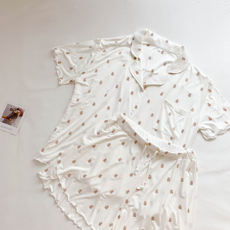 Пижама, рубашка с шортами, белый, хлопок L - фотография № 11