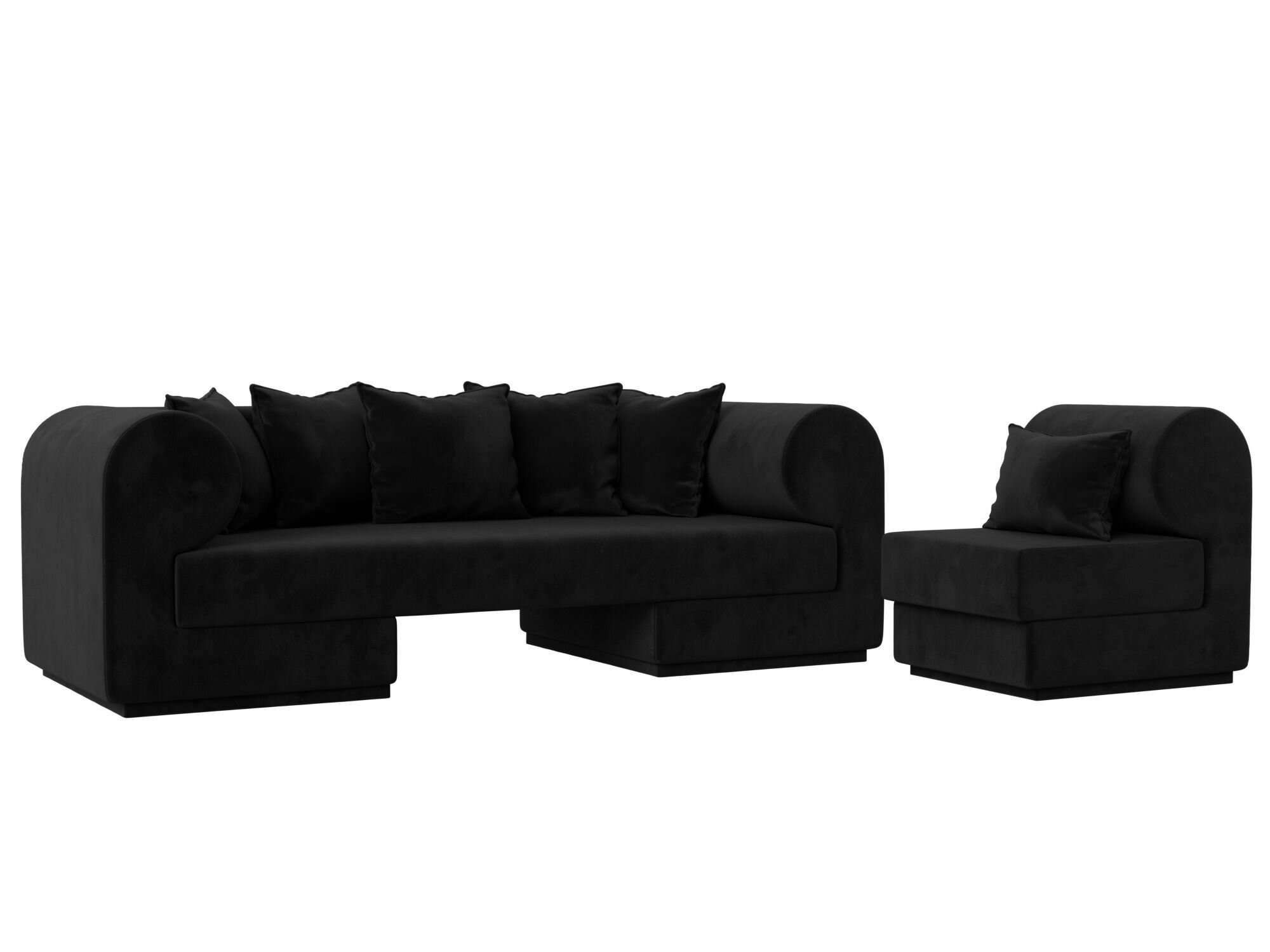 Набор Кипр-2 (диван, кресло), Велюр черный