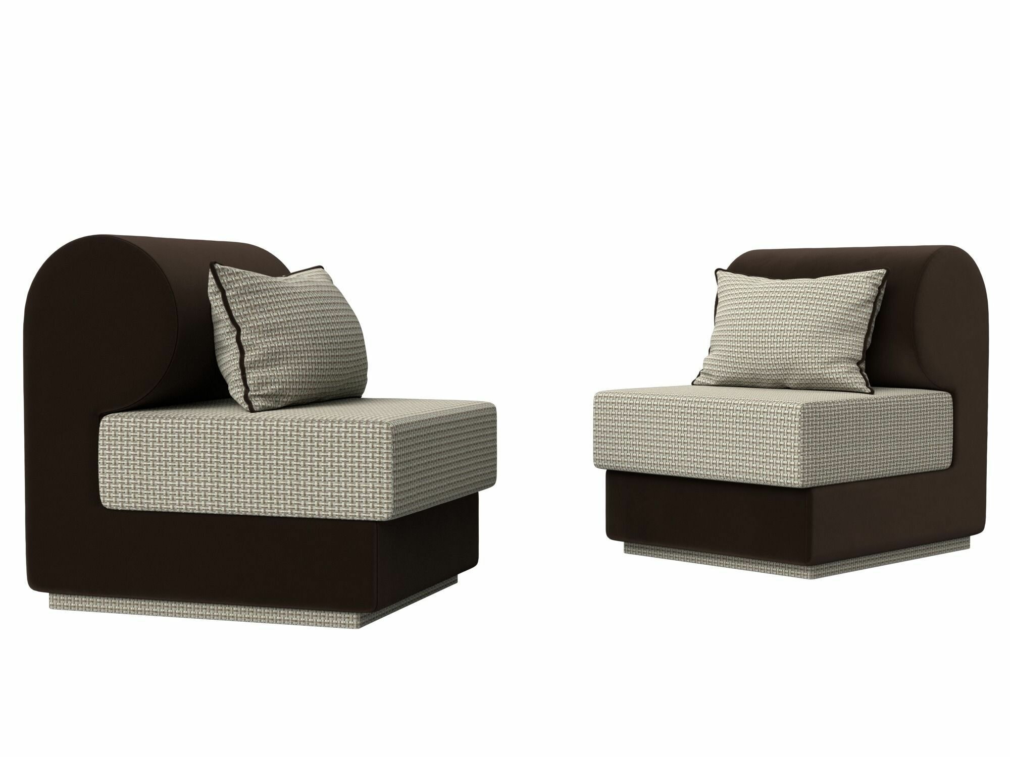 Набор Кипр-1 (2 кресла), Рогожка Корфу 02 и Микровельвет коричневый