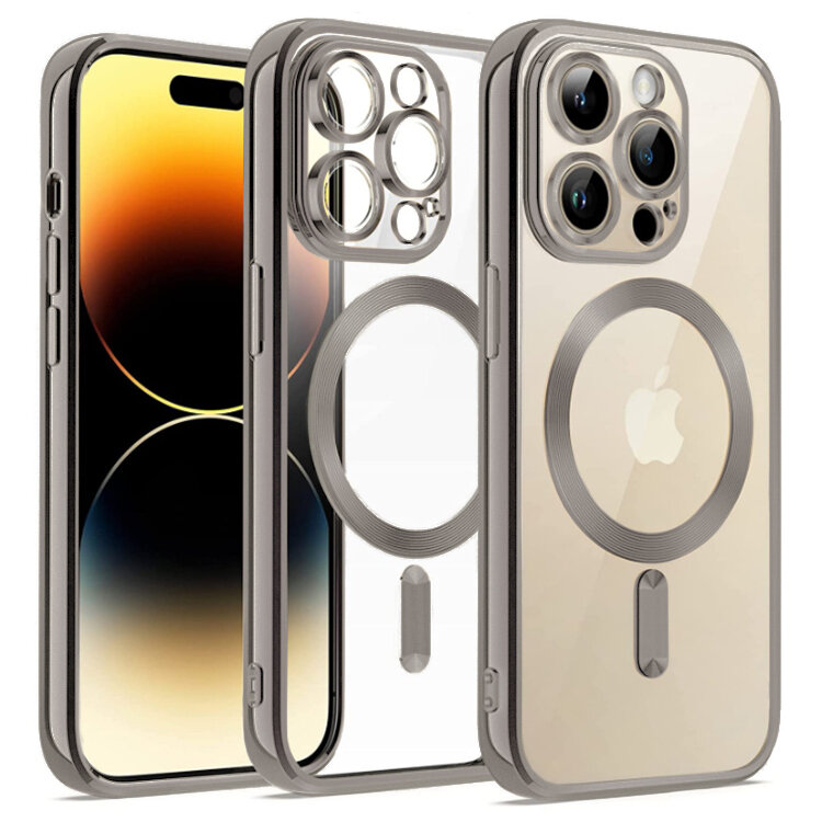 Чехол iPhone 15 Pro с защитой камеры и MagSafe натуральный титан