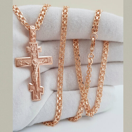 фото Крестик большие нательные кресты; животворящий православный крест нательный мужской подвеска крестик мужской под золото комплект с цепочкой 60 см, длина 60 см go-tomarket