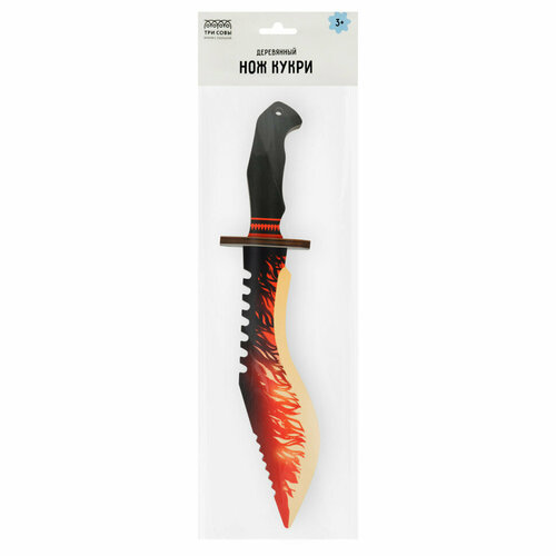 Нож деревянный ТРИ совы Кукри, Арес, пакет с европодвесом, 361765