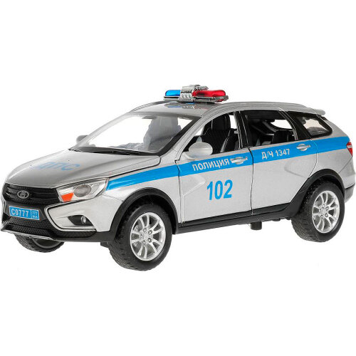 Модель машины Технопарк Lada Vesta SW Cross Полиция, инерционная, свет, звук VЕSТАSWСR-124SLРОL-GY