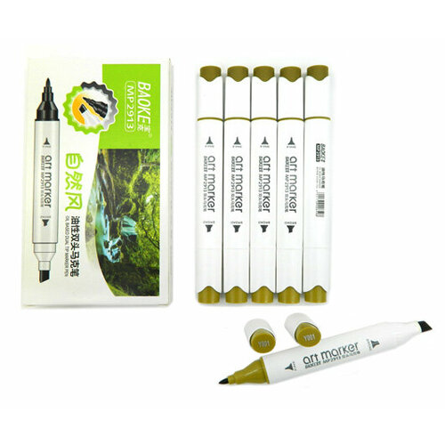 Скетч-маркер CC-22/Y001 BAOKE желто-зеленый Овальный 2х ст (острый+ скош) (6/6/6)