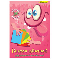 Картон цветной Silwerhof двустор. мелов. 10л. 10цв. A4 Монстрики 230г/м2 1диз. обл. мел. картон   ...
