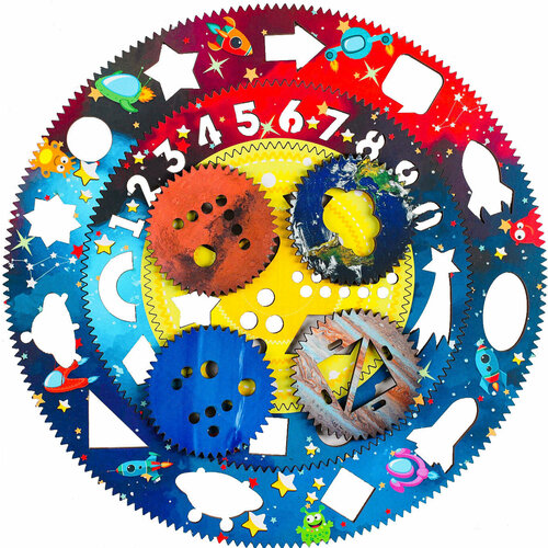 Развивающая игра Спирограф для рисования Космос набор деревянных трафаретов с цифрами 491₽