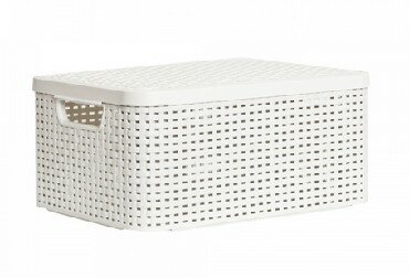 CURVER 03618-885 Корзина с крышкой RATTAN STYLE BOX M кремовая (2)