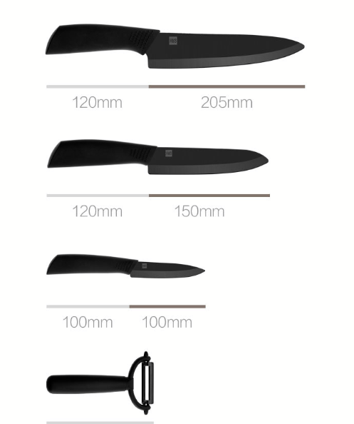 Набор Nano ceramic, 3 ножа и овощечистка