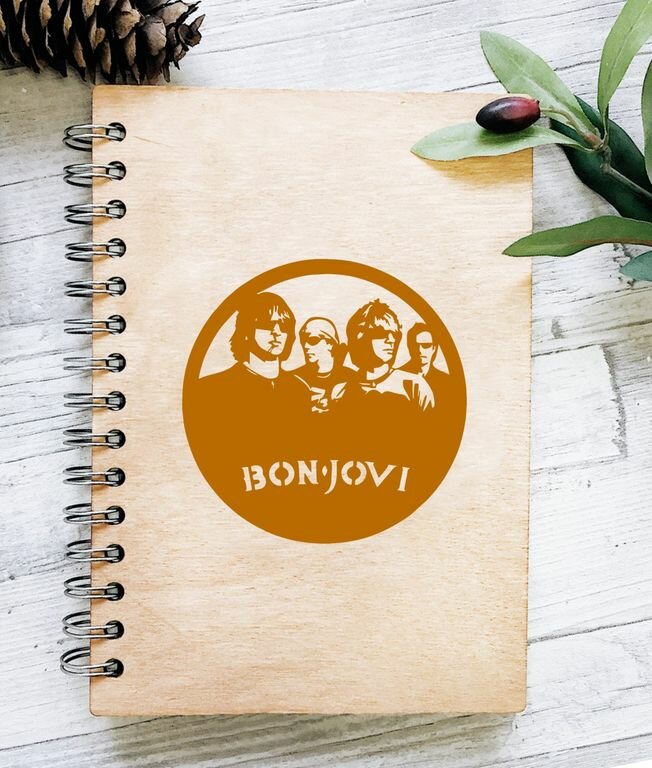 Скетчбук деревянный Bon Jovi, Бон Джови №4
