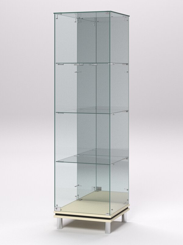 фото Витрина стеклянная "примавера модерн" №3 (с дверкой, задняя стенка - зеркало), Крем Вайс и Черный 45 x 45 x 167 см (ДхШхВ)