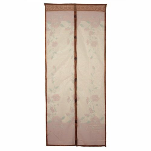 Сетка антимоcкитная 1-2. sale на магнитах 100*210см. коричн. с цветами (кноп. 10шт) (на двери)