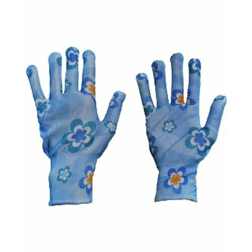 Перчатки с точечной заливкой голубые M