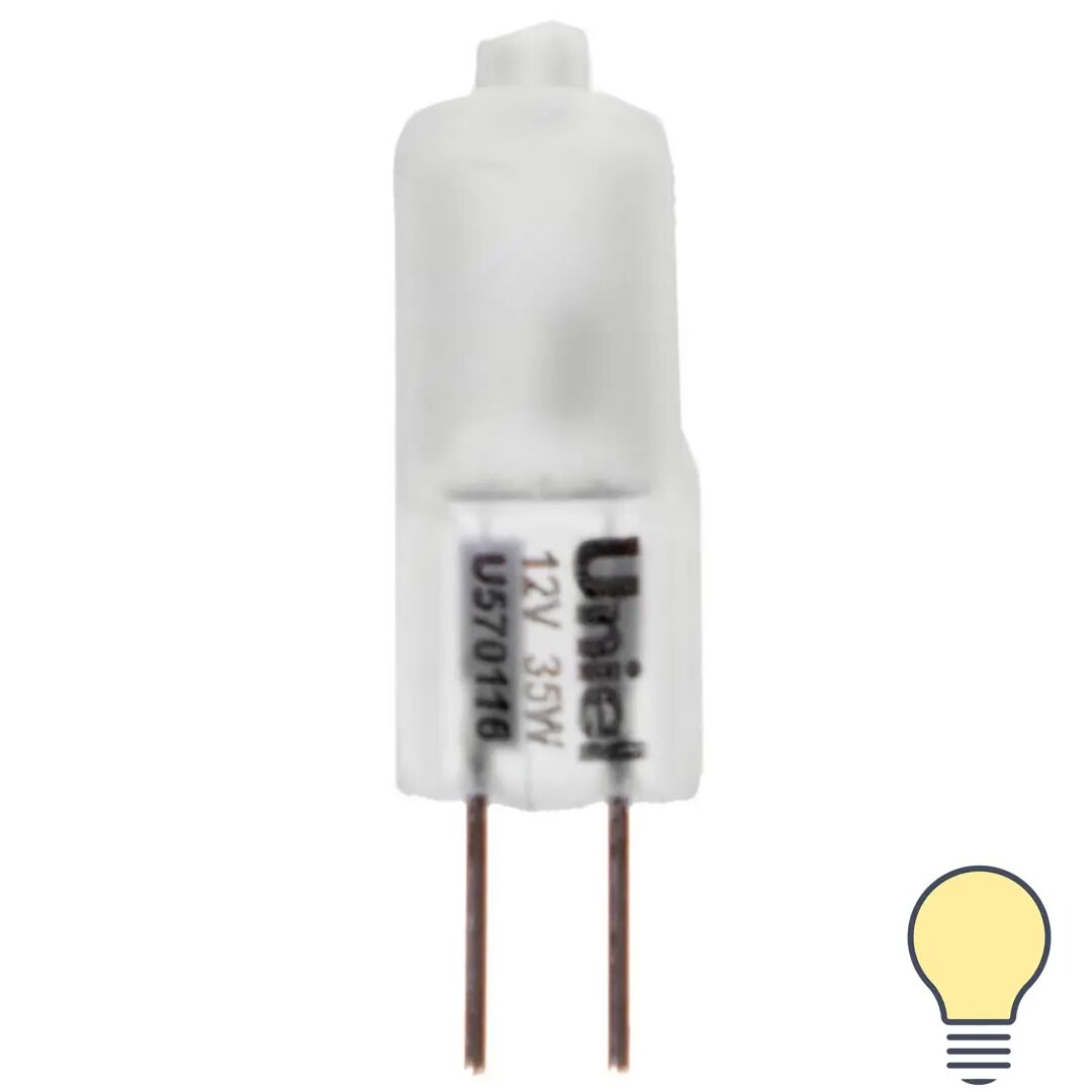 фото Лампа галогенная Uniel капсула G4 35 Вт 12 В свет тёплый белый