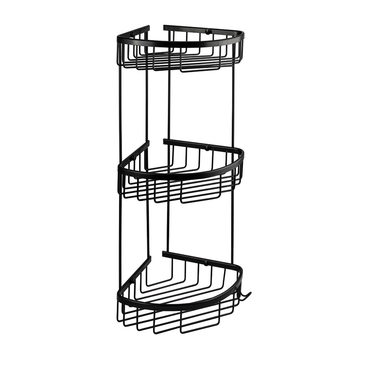 фото Полочка угловая овальная тройная с креплением к стене чёрная TITAN 76062