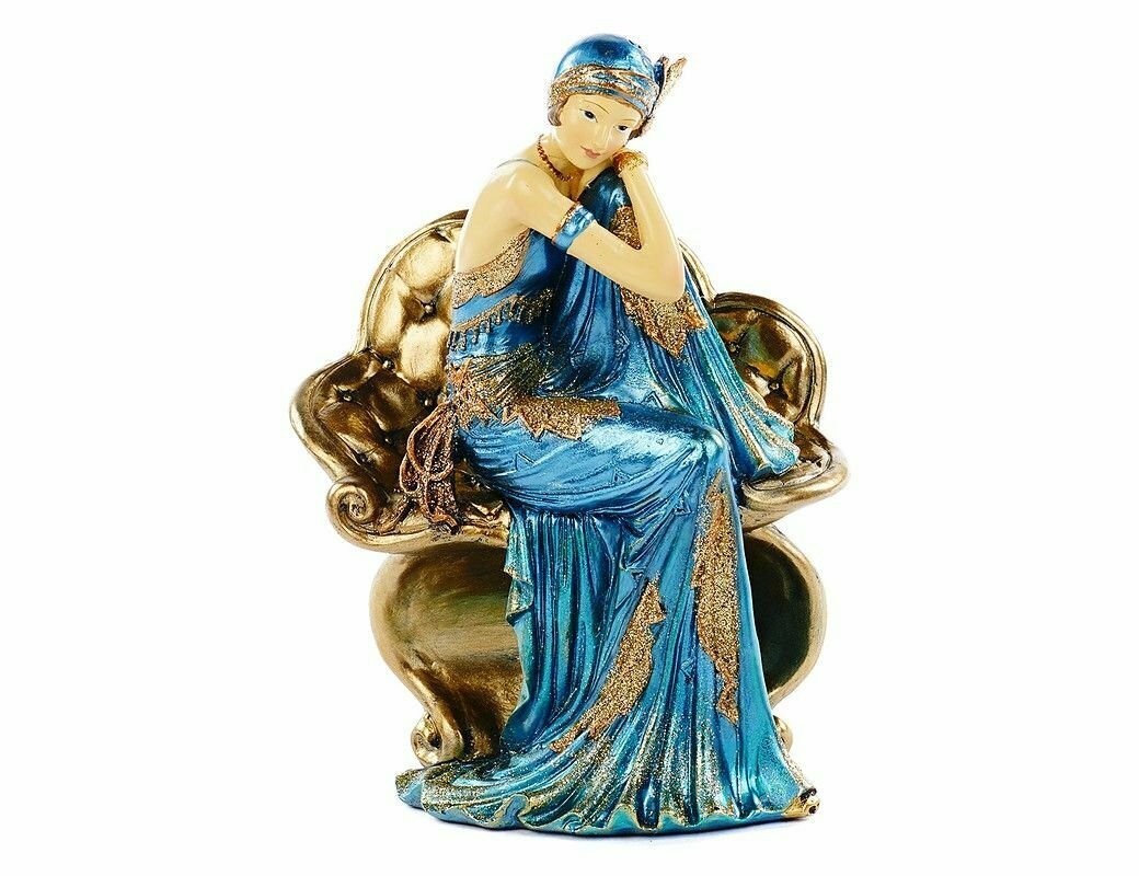 Декоративная статуэтка гэтсби-шик: дама В голубом, полистоун, 20 см, Goodwill