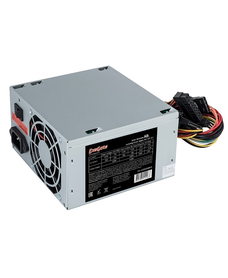 EXEGATE Блок питания EX292142RUS Блок питания 600W AB600 ATX 8cm fan 24pin 4pin 3xSATA 2xIDE FDD