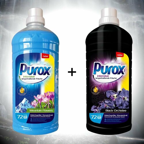 Кондиционер для белья концентрированный Clovin Purox Black Orhidee 1,8 л + Mountain Flowers 1,8 л