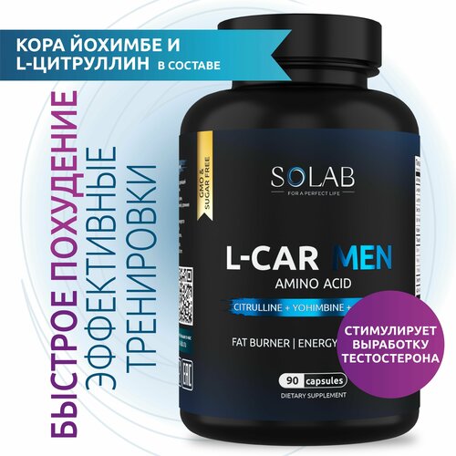 SOLAB L-Carnitine Men, для мужчин, энергетик, л-карнитин жиросжигатель, для похудения, 90 капсул 1win l карнитин men энергетик для мужчин 90 капсул