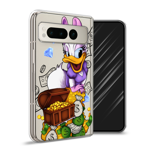 Пластиковый чехол на Google Pixel Fold / Гугл Пиксель Фолд Rich Daisy Duck, прозрачный пластиковый чехол лиса в очках на google pixel fold гугл пиксель фолд