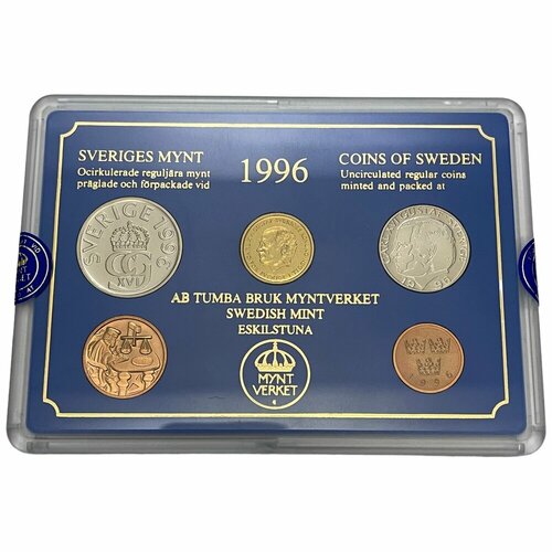 Швеция, набор монет регулярного выпуска, 50 эре, 1, 5, 10 крон Coins of Sweden 1996 г. банкнота номиналом 10 крон 1958 года швеция