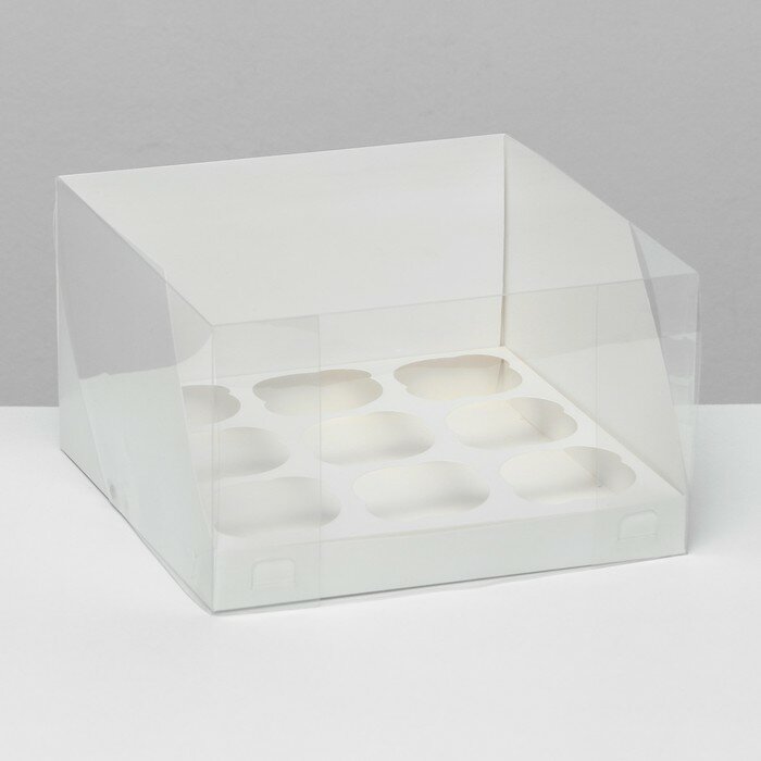 Кондитерская складная коробка для 9 капкейков белая 23,5 x 23 x 14 см 9591960