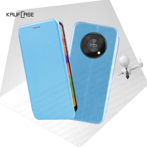 фото Чехол книжка для телефона huawei nova y90 (ctr-lx1) 2022 (6.7"), голубой. текстура под кожу
