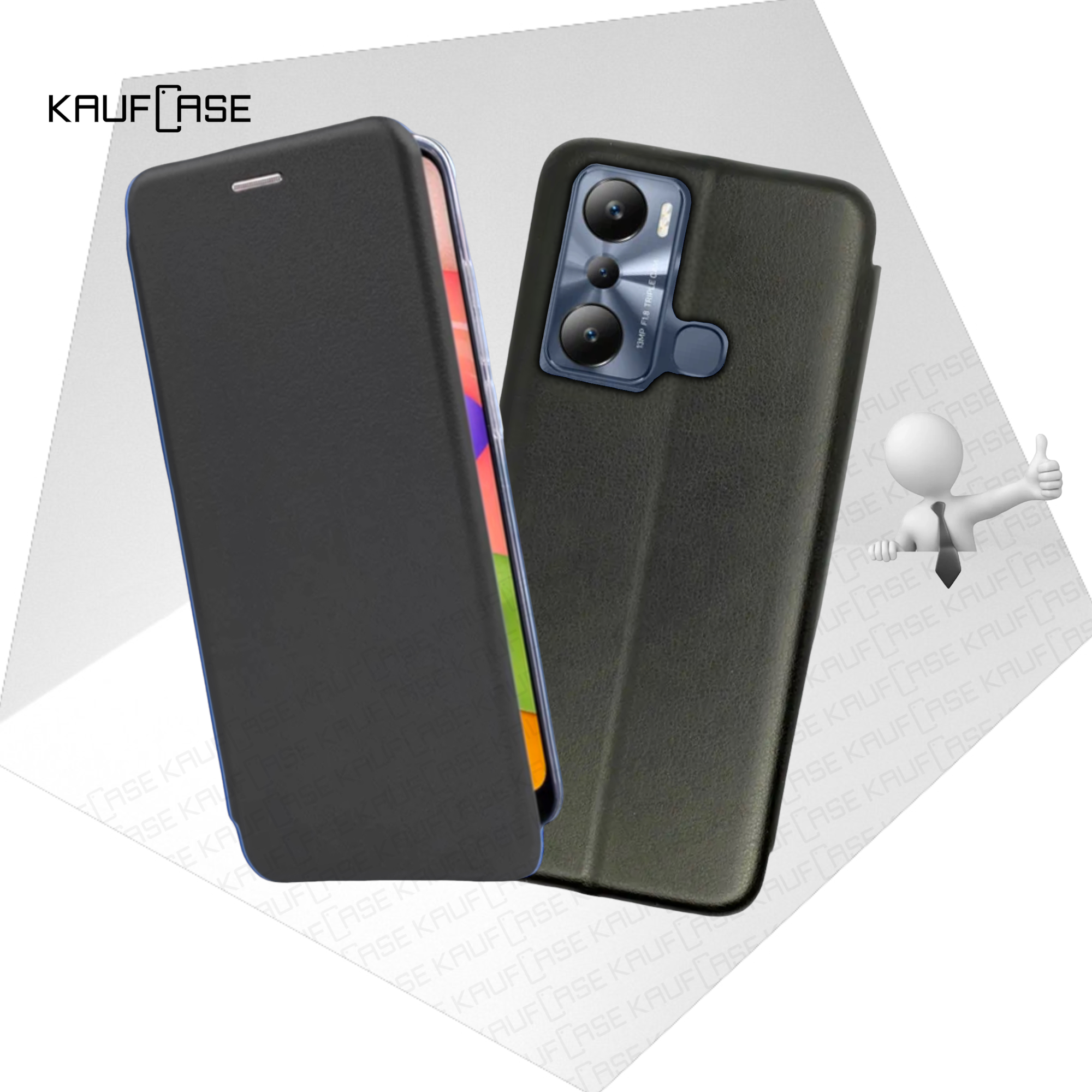 Чехол книжка для телефона Infinix Hot 20i (X665E) (6.6"), черный. Текстура под кожу