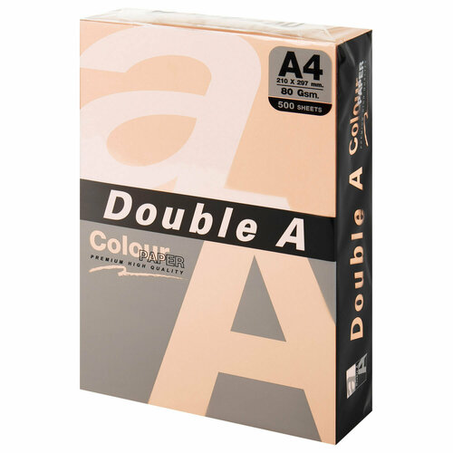 Бумага цветная DOUBLE A, А4, 80 г/м2, 500 л, пастель, светло-оранжевая, 1шт. в комплекте бумага цветная double a а4 80 г м2 500 л пастель светло оранжевая в комплекте 1шт