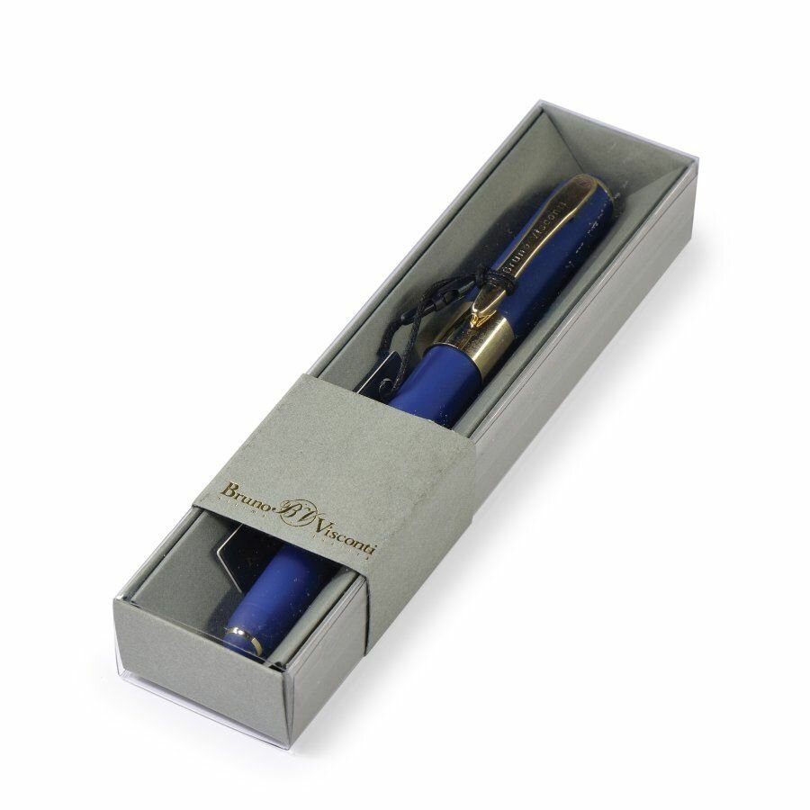 Ручка шариковая подарочная Bruno Visconti "Monaco", корпус темно- синего цвета, в сером картонном футляре