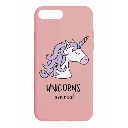 Чехол на Айфон 7 plus, Айфон 8 plus матовый розовый / Бампер на iPhone 7 Plus, iPhone 8 Plus с принтом Unicorns are real чехол для iphone 7 plus 8 plus розовый с кроликом